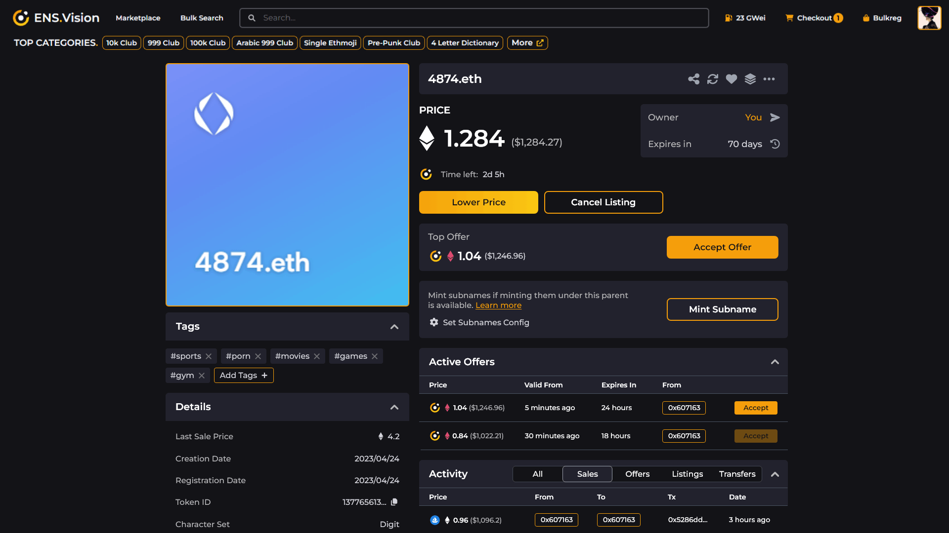 ENS.Vision interface screenshot